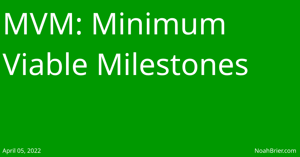 MVM: Minimum Viable Milestones